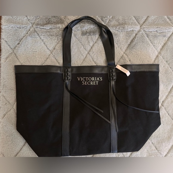 Victoria’s secret tote black canvas New with tag - Picture 1 of 8